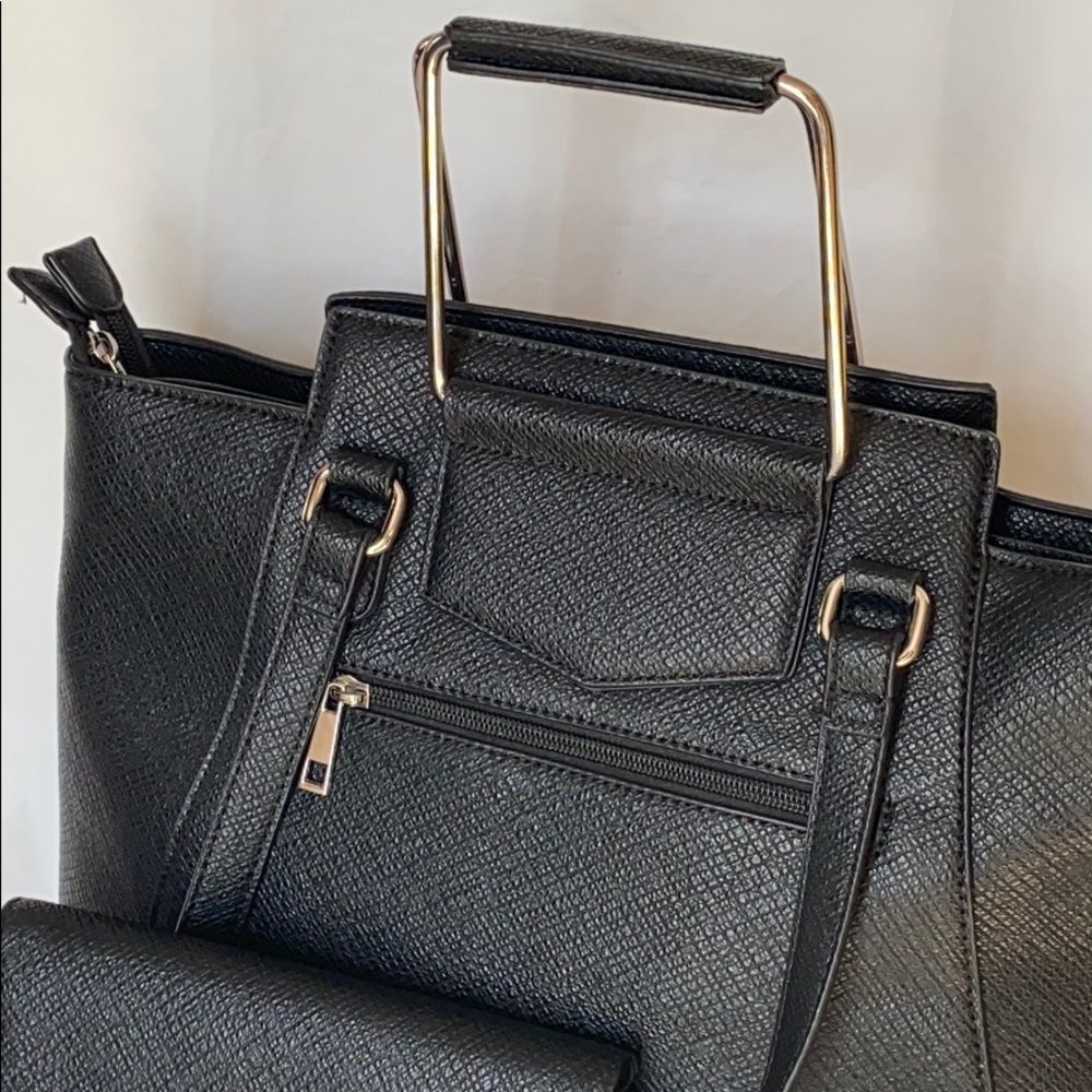 New Fashion pebbled black large shoulder bag set - Picture 3 of 13